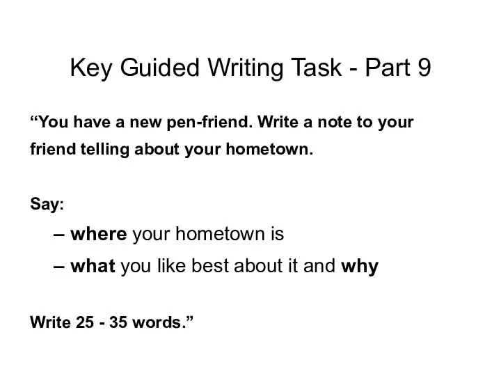 Key Guided Writing Task - Part 9 “You have a new