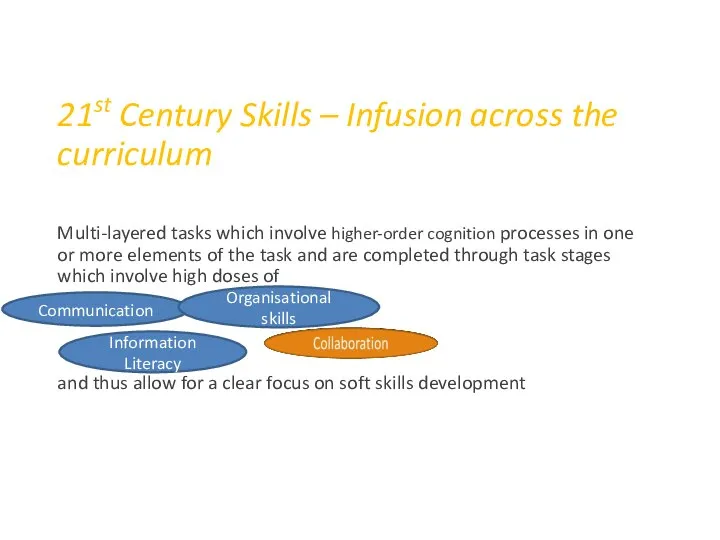 21st Century Skills – Infusion across the curriculum Multi-layered tasks which