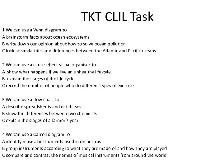 TKT CLIL Task 1 We can use a Venn diagram to