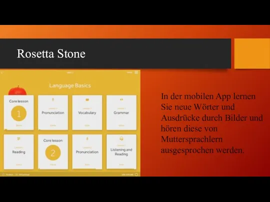 Rosetta Stone In der mobilen App lernen Sie neue Wörter und