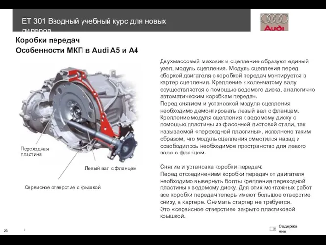 Особенности МКП в Audi A5 и A4 Коробки передач Двухмассовый маховик
