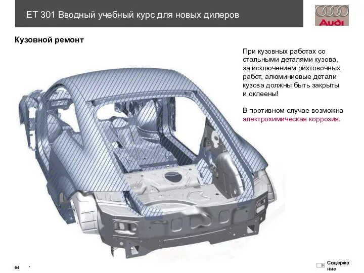 Кузовной ремонт При кузовных работах со стальными деталями кузова, за исключением