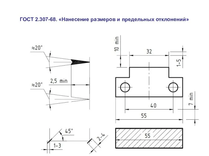 ГОСТ 2.307-68. «Нанесение размеров и предельных отклонений»