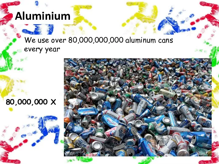 Aluminium We use over 80,000,000,000 aluminum cans every year 80,000,000 X