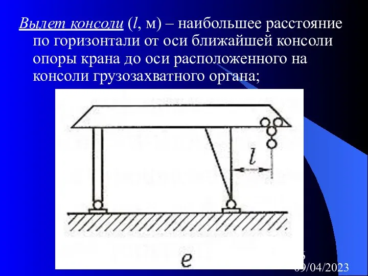 09/04/2023 Вылет консоли (l, м) – наибольшее расстояние по горизонтали от