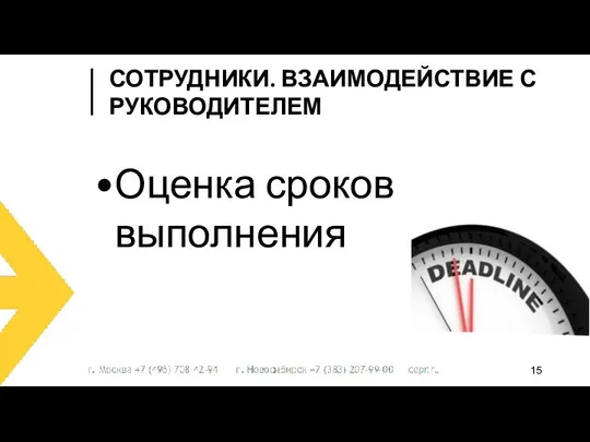 Оценка сроков выполнения СОТРУДНИКИ. ВЗАИМОДЕЙСТВИЕ С РУКОВОДИТЕЛЕМ