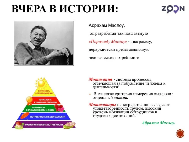 ВЧЕРА В ИСТОРИИ: Абрахам Маслоу, он разработал так называемую «Пирамиду Маслоу»