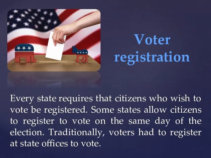Every state requires that citizens who wish to vote be registered.