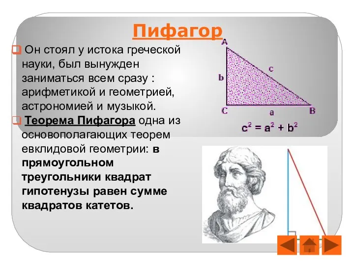 Пифагор Он стоял у истока греческой науки, был вынужден заниматься всем