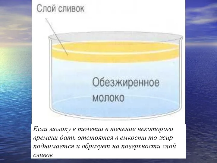 Если молоку в течении в течение некоторого времени дать отстоятся в