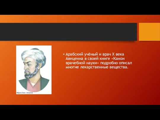 Арабский учёный и врач X века Авиценна в своей книге «Канон