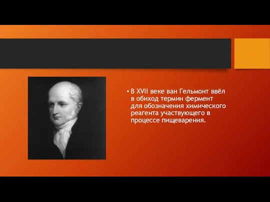 В XVII веке ван Гельмонт ввёл в обиход термин фермент для