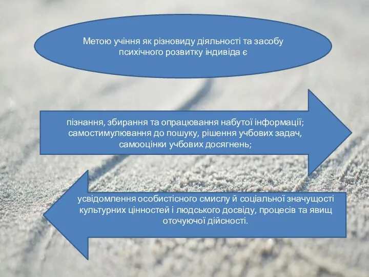 Метою учіння як різновиду діяльності та засобу психічного розвитку індивіда є