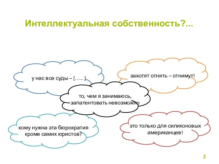 Интеллектуальная собственность?... у нас все суды – [….. ] это только