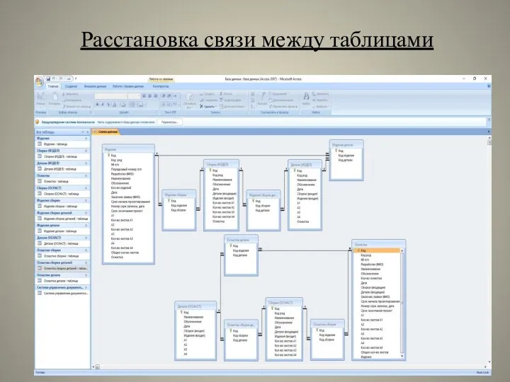 Расстановка связи между таблицами