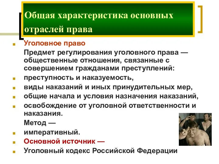 Уголовное право Предмет регулирования уголовного права — общественные отношения, связанные с