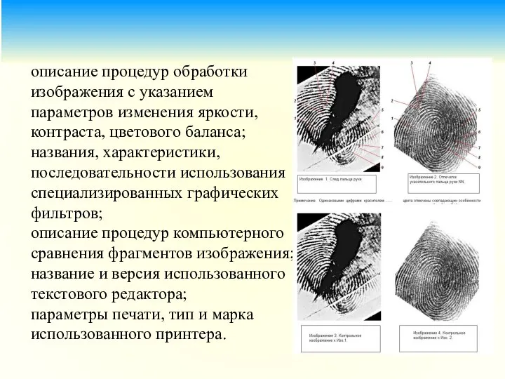 описание процедур обработки изображения с указанием параметров изменения яркости, контраста, цветового