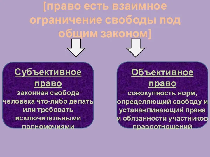 [право есть взаимное ограничение свободы под общим законом] Субъективное право законная