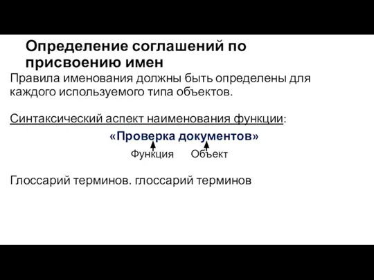 Определение соглашений по присвоению имен Правила именования должны быть определены для