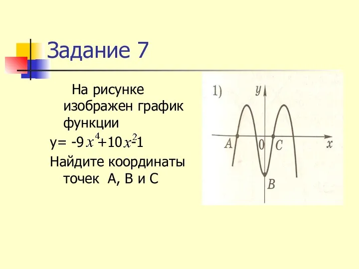 Задание 7 На рисунке изображен график функции y= -9 +10 -1