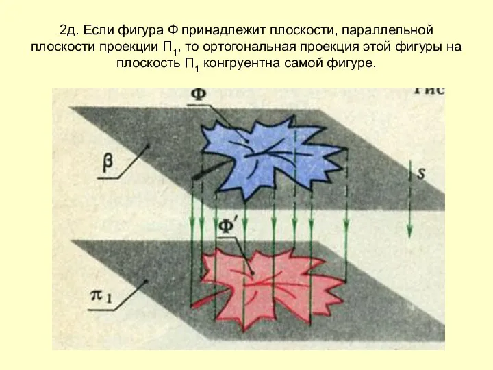 2д. Если фигура Ф принадлежит плоскости, параллельной плоскости проекции П1, то