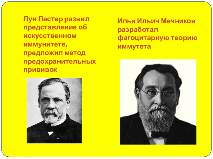 Луи Пастер развил представление об искусственном иммунитете, предложил метод предохранительных прививок