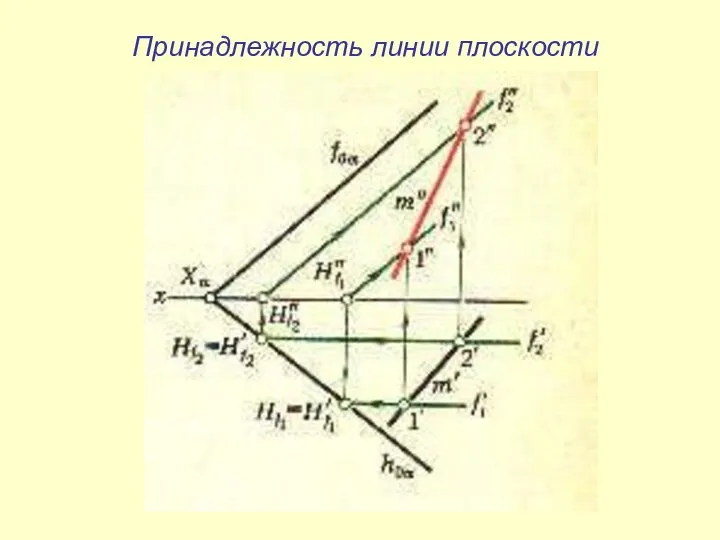 Принадлежность линии плоскости