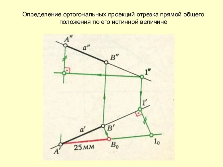 Определение ортогональных проекций отрезка прямой общего положения по его истинной величине