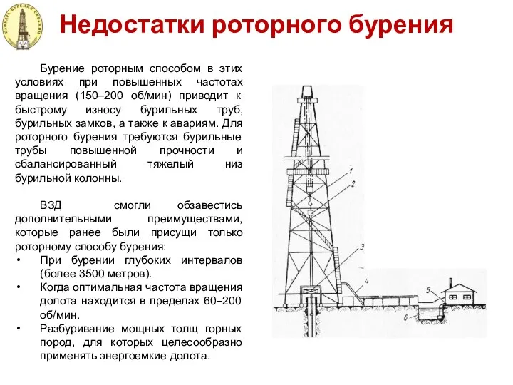 Недостатки роторного бурения Бурение роторным способом в этих условиях при повышенных