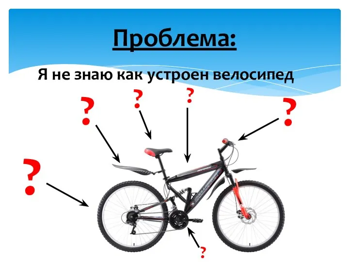 Проблема: Я не знаю как устроен велосипед ? ? ? ? ? ?