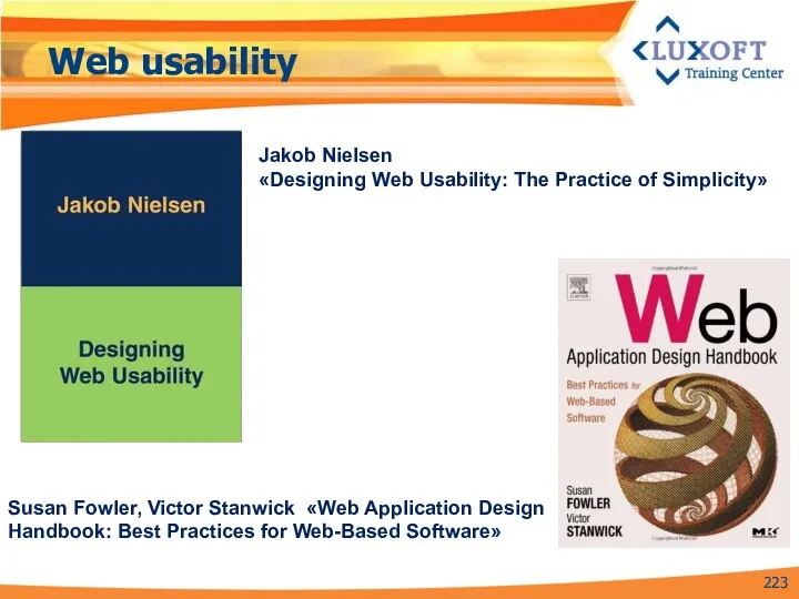 Web usability Jakob Nielsen «Designing Web Usability: The Practice of Simplicity»