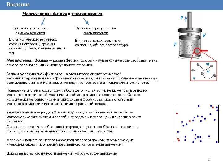 Введение Молекулярная физика и термодинамика P V T m υ n