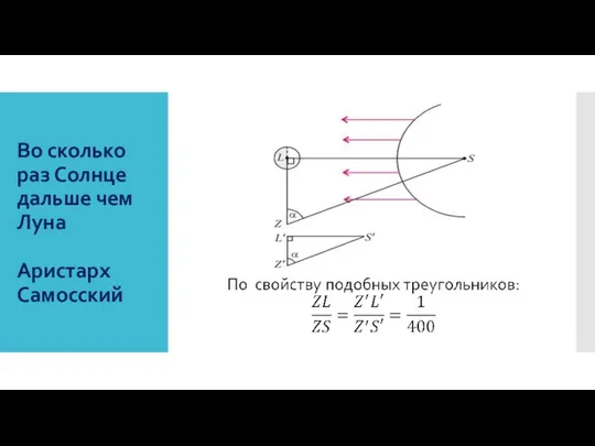 Во сколько раз Солнце дальше чем Луна Аристарх Самосский