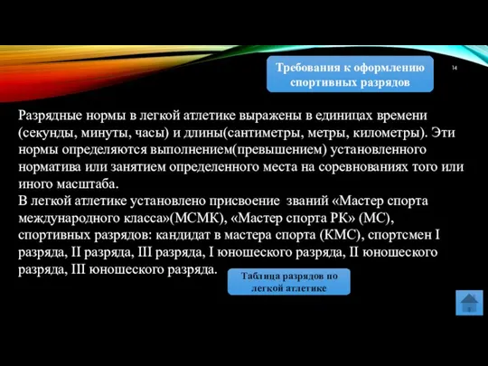 Требования к оформлению спортивных разрядов Разрядные нормы в легкой атлетике выражены