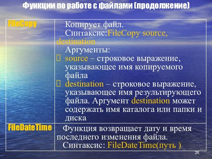 Функции по работе с файлами (продолжение)