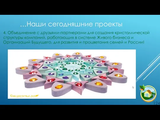 …Наши сегодняшние проекты . 4. Объединение с друзьями-партнерами для создания кристаллической