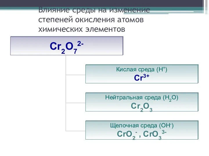 Влияние среды на изменение степеней окисления атомов химических элементов