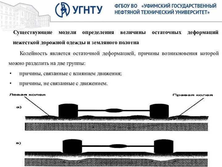 Колейность является остаточной деформацией, причины возникновения которой можно разделить на две