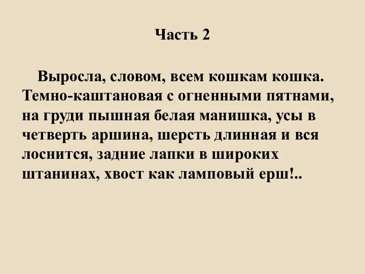 Часть 2 Выросла, словом, всем кошкам кошка. Темно-каштановая с огненными пятнами,