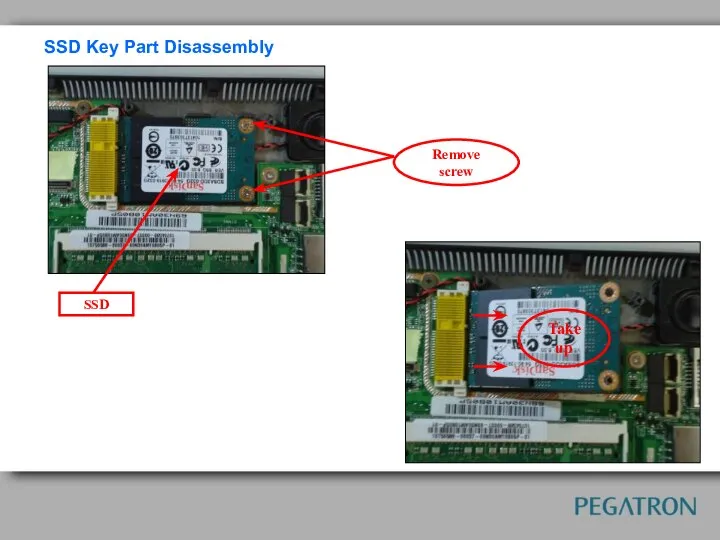 SSD Key Part Disassembly Remove screw Take up SSD
