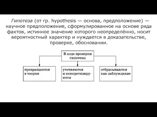 Гипотеза (от гр. hypothesis — основа, предположение) — научное предположение, сформулированное