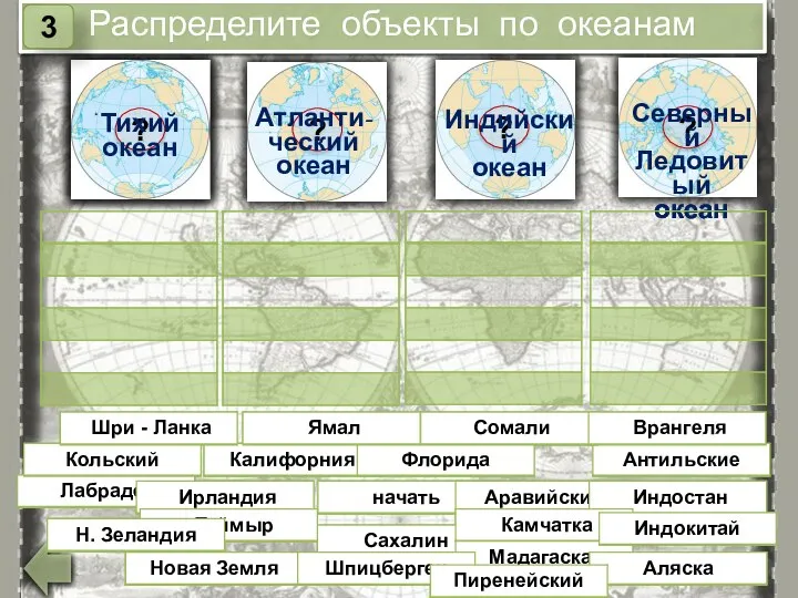 ? Тихий океан ? Тихий океан ? Атланти-ческий океан ? Индийский