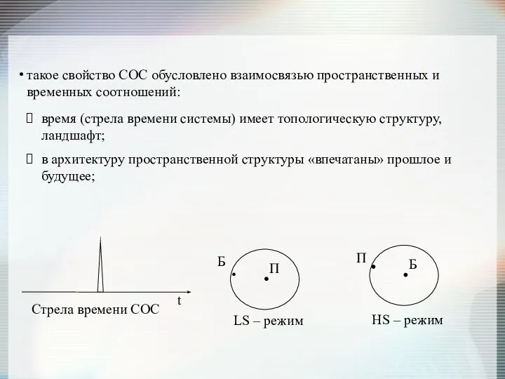 такое свойство СОС обусловлено взаимосвязью пространственных и временных соотношений: время (стрела