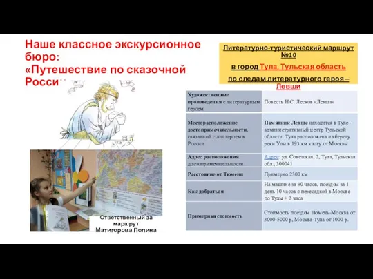 Наше классное экскурсионное бюро: «Путешествие по сказочной России» Литературно-туристический маршрут №10