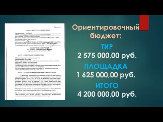 ТИР 2 575 000,00 руб. ПЛОЩАДКА 1 625 000,00 руб. ИТОГО