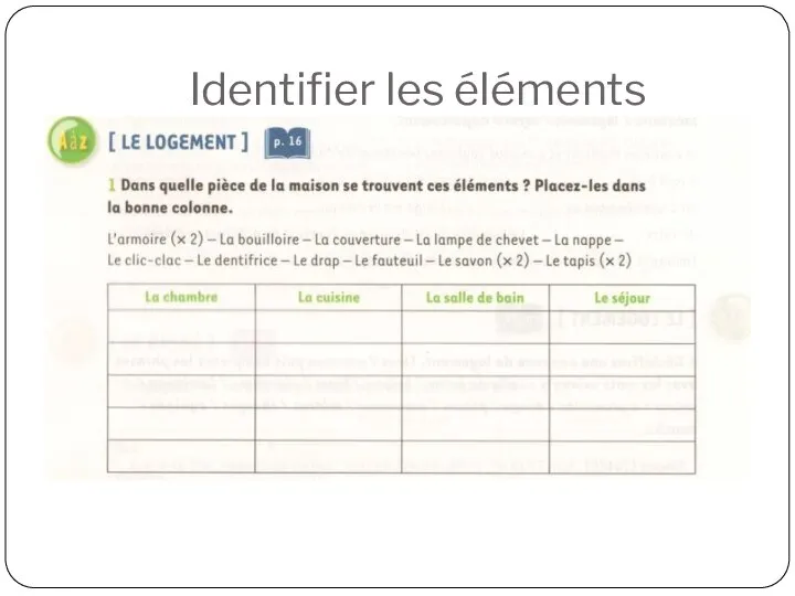 Identifier les éléments