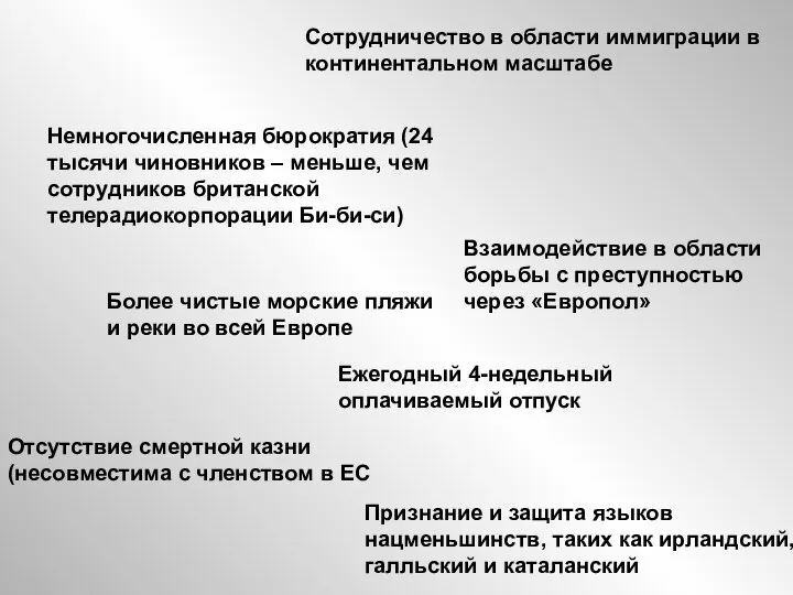 Сотрудничество в области иммиграции в континентальном масштабе Немногочисленная бюрократия (24 тысячи