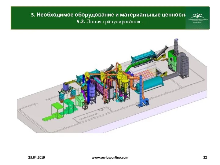 5. Необходимое оборудование и материальные ценности. 5.2. Линия гранулирования . 25.04.2019 www.sevlesparfino.com