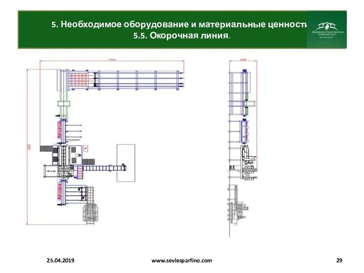 5. Необходимое оборудование и материальные ценности. 5.5. Окорочная линия. 25.04.2019 www.sevlesparfino.com