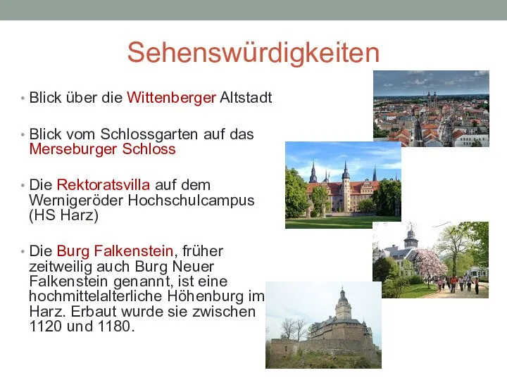 Sehenswürdigkeiten Blick über die Wittenberger Altstadt Blick vom Schlossgarten auf das